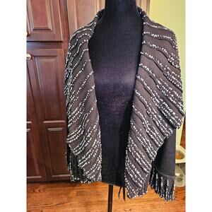ANGEL DESIGN by Sabri Ozel black white striped cardigan sweater size XL